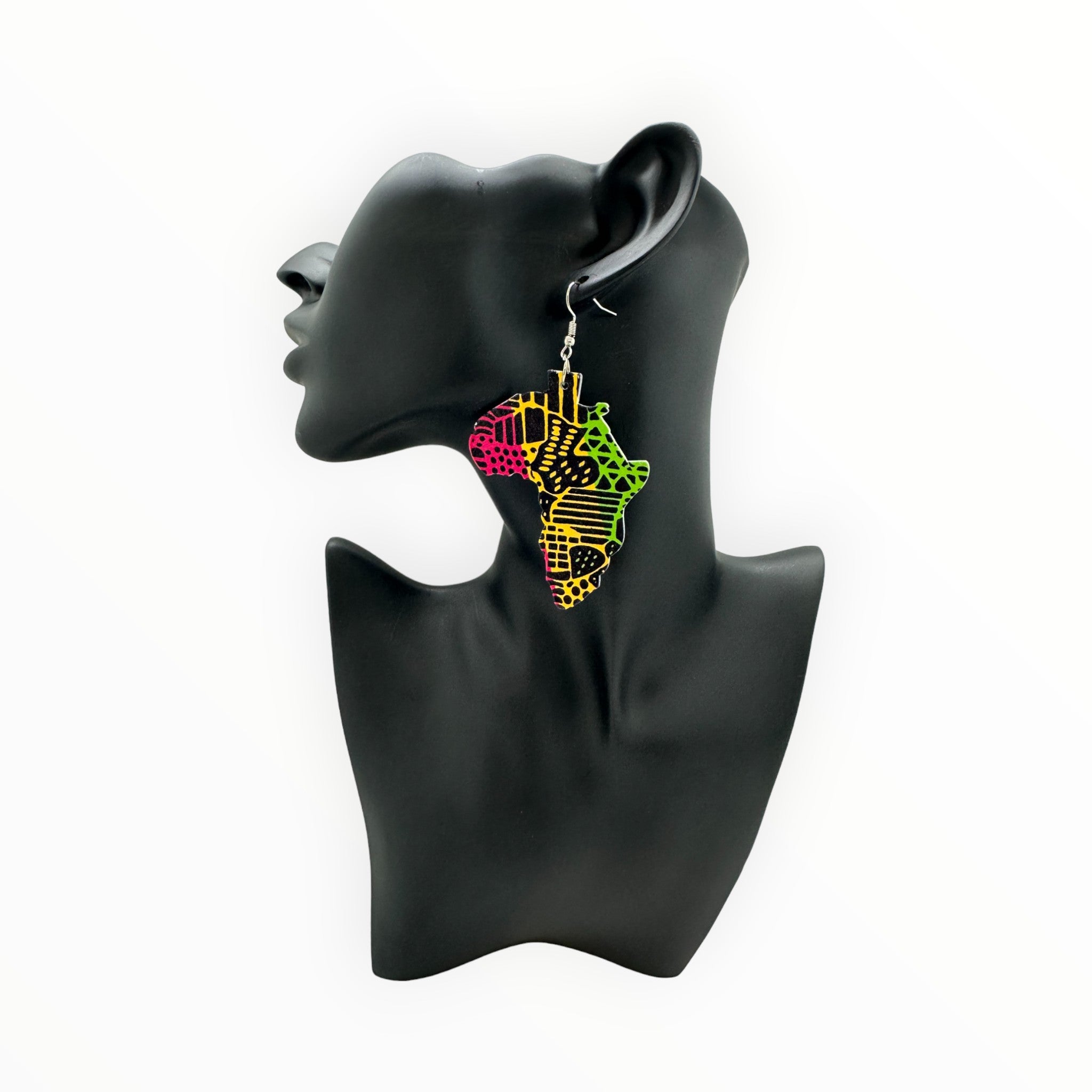 Africa Map-Print Drop Earring