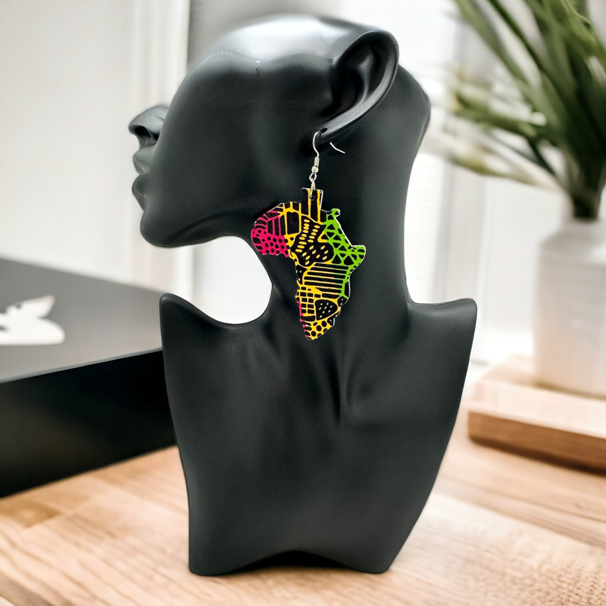 Africa Map-Print Drop Earring