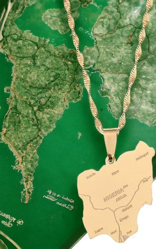 Nigeria Map Necklace (Gold)